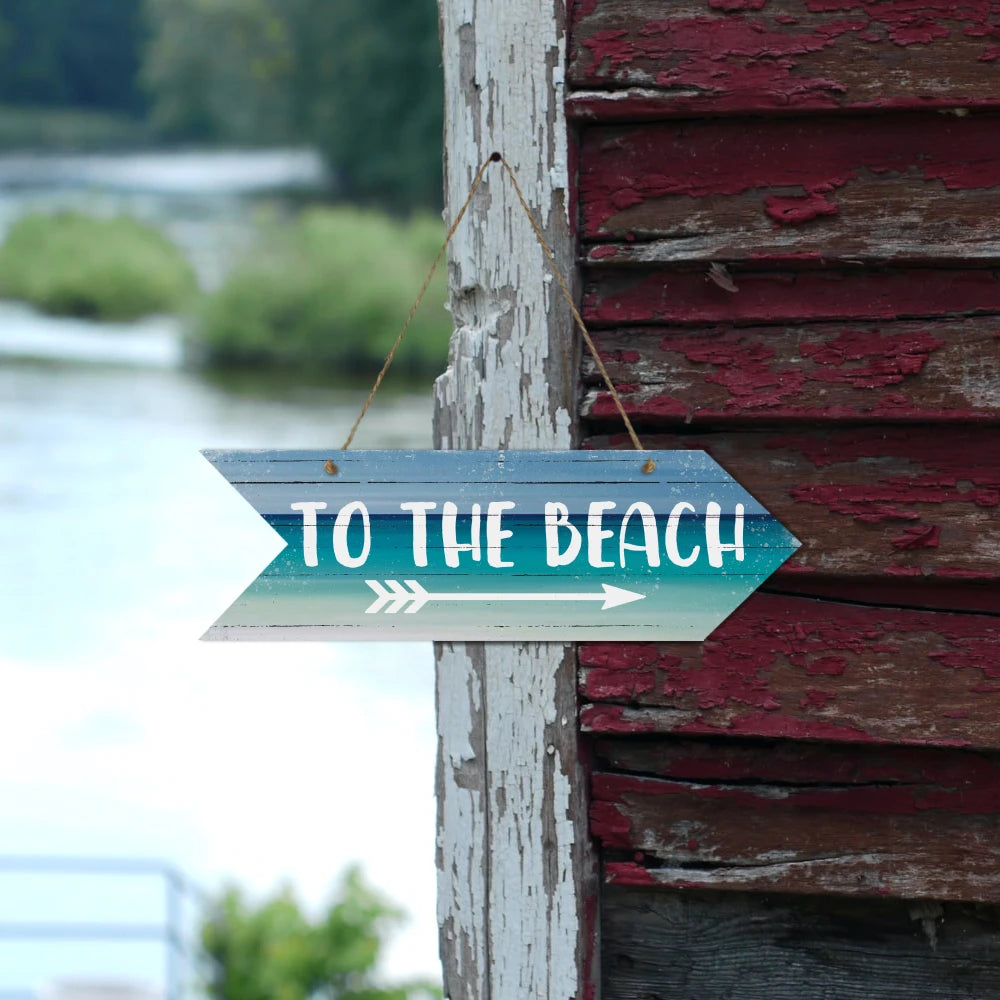 To The Beach Arrow Wooden Sign Wall Hanging Wood Decor